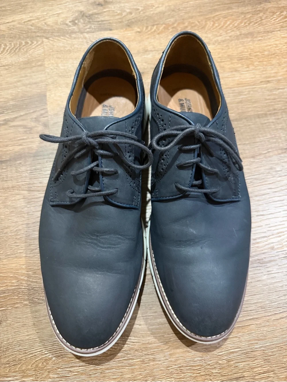 Johnston & Murphy Men’s 9M Navy Leather Plain Toe Oxford Casual Shoes